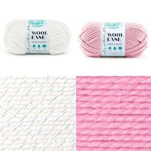 SET OF 4 Skeins 🧶 Lion Brand Yarn Wool Ease Thick & Quick | Pink, White